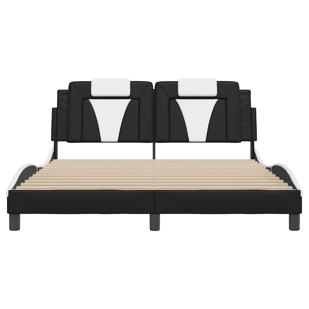 vidaXL Bedframe "Viana" zonder matras kunstleer zwart en wit 160x200 cm, foto 4