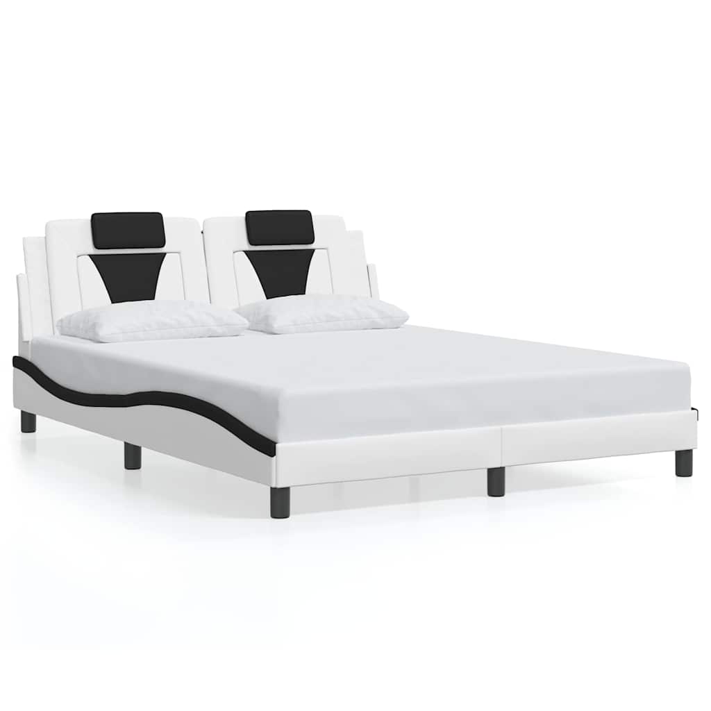 vidaXL Bedframe "Viana" zonder matras kunstleer zwart en wit 160x200 cm, foto 3
