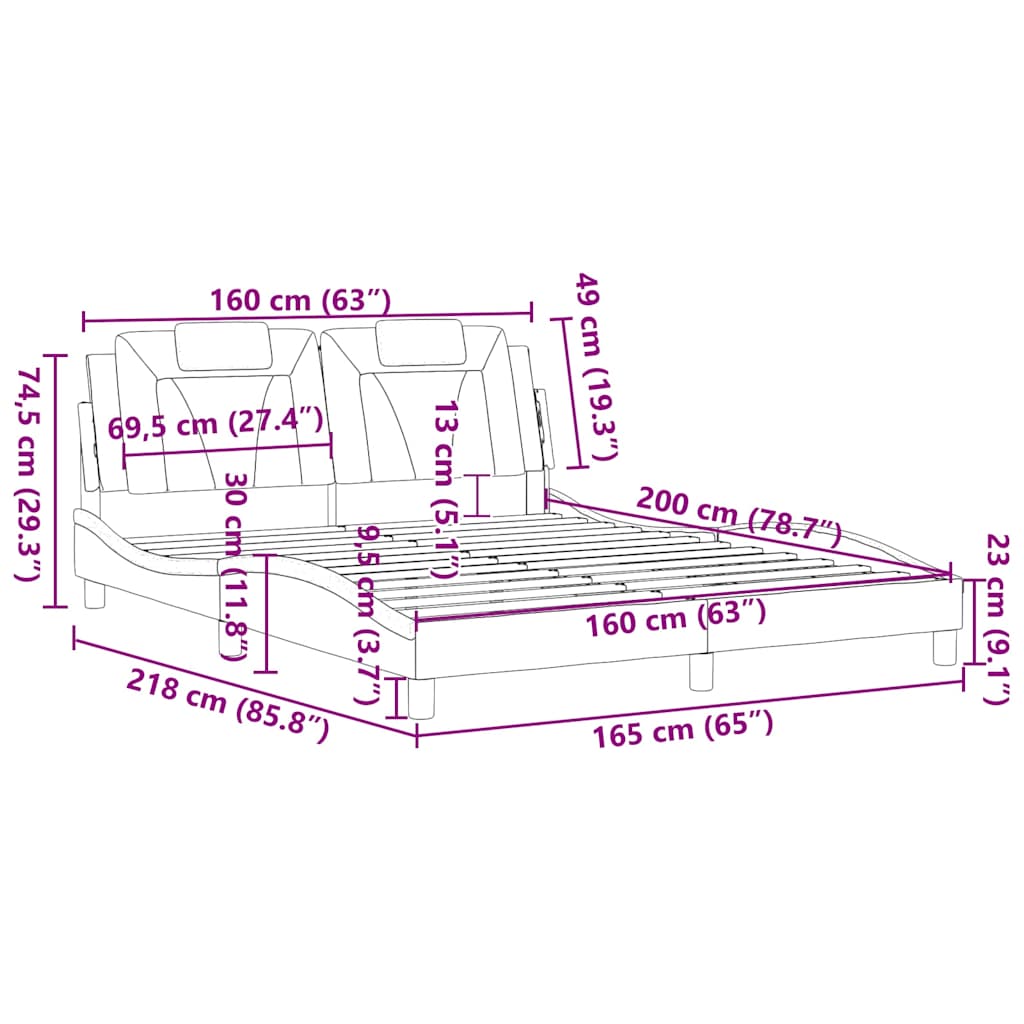 Rám postele Viana bez matrace bílý a černý 160 x 200 cm umělá kůže - obrázek 13