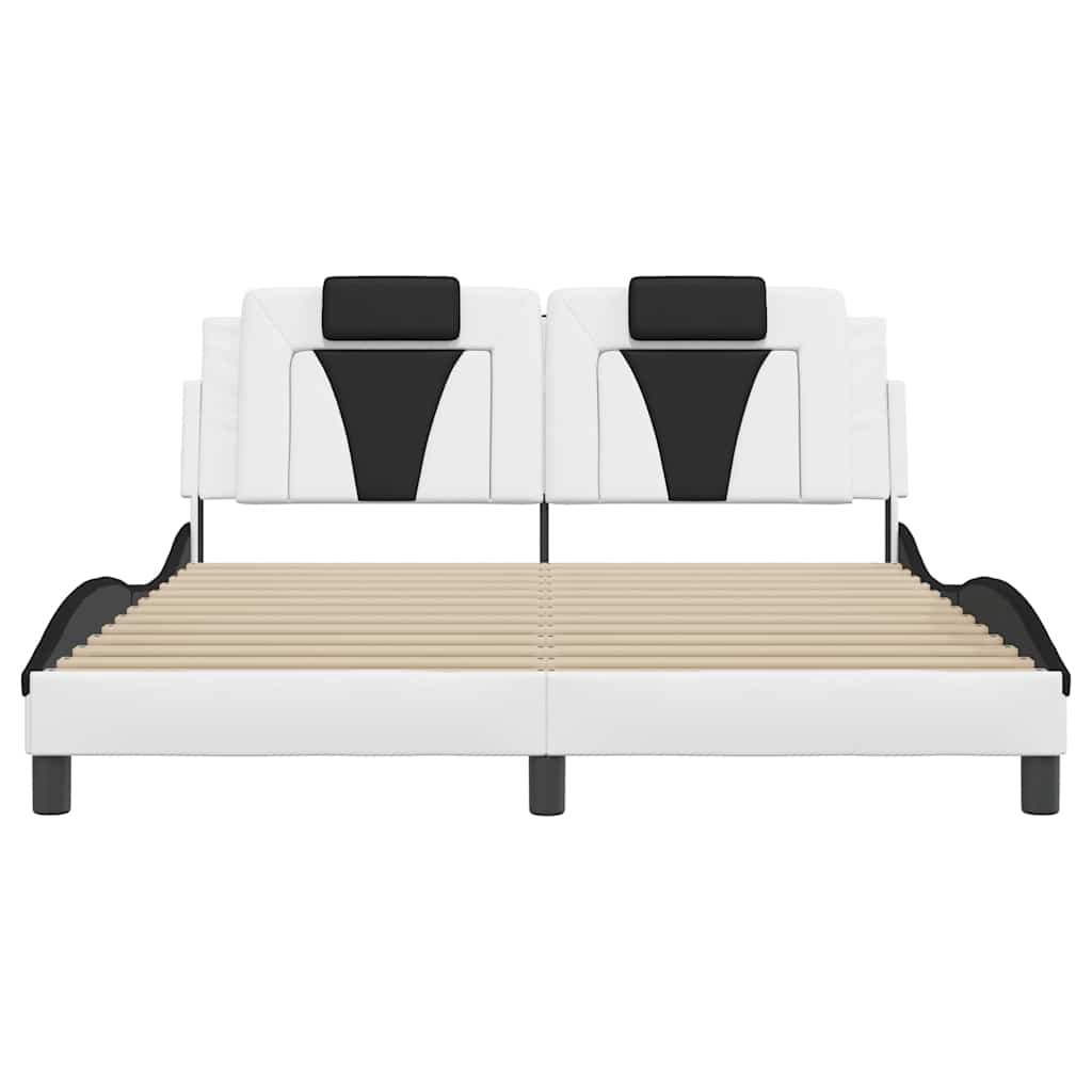 vidaXL Bedframe "Viana" zonder matras kunstleer zwart en wit 160x200 cm, foto 4