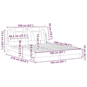 Rám postele Viana bez matrace bílý a černý 160 x 200 cm umělá kůže - obrázek 13