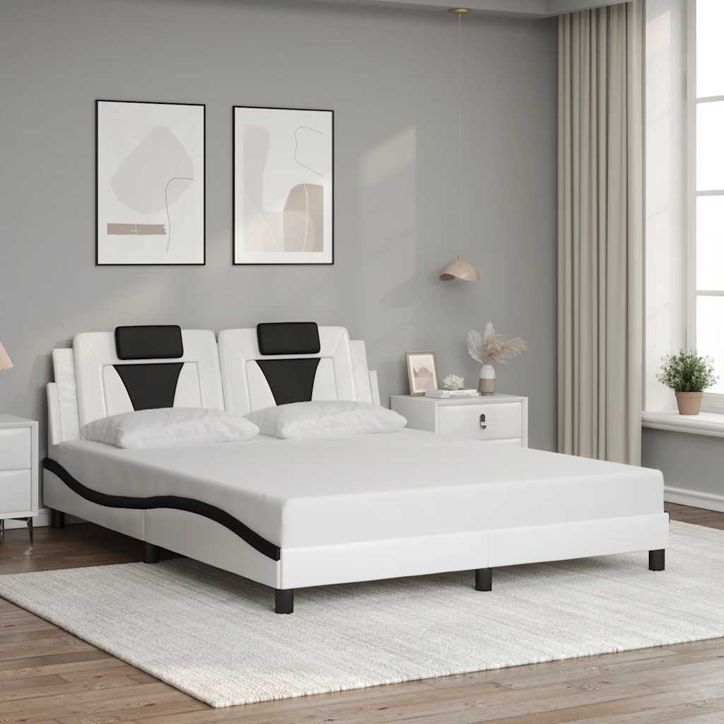 vidaXL sengeramme uden madras Viana 160x200 cm kunstlæder hvid og sort