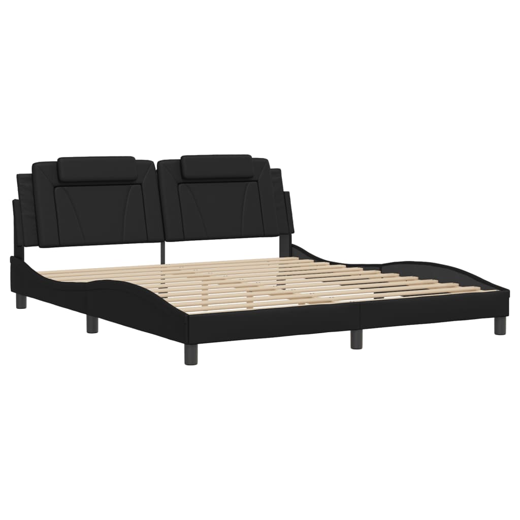 vidaXL Bedframe met hoofdbord kunstleer zwart 180x200 cm afbeelding