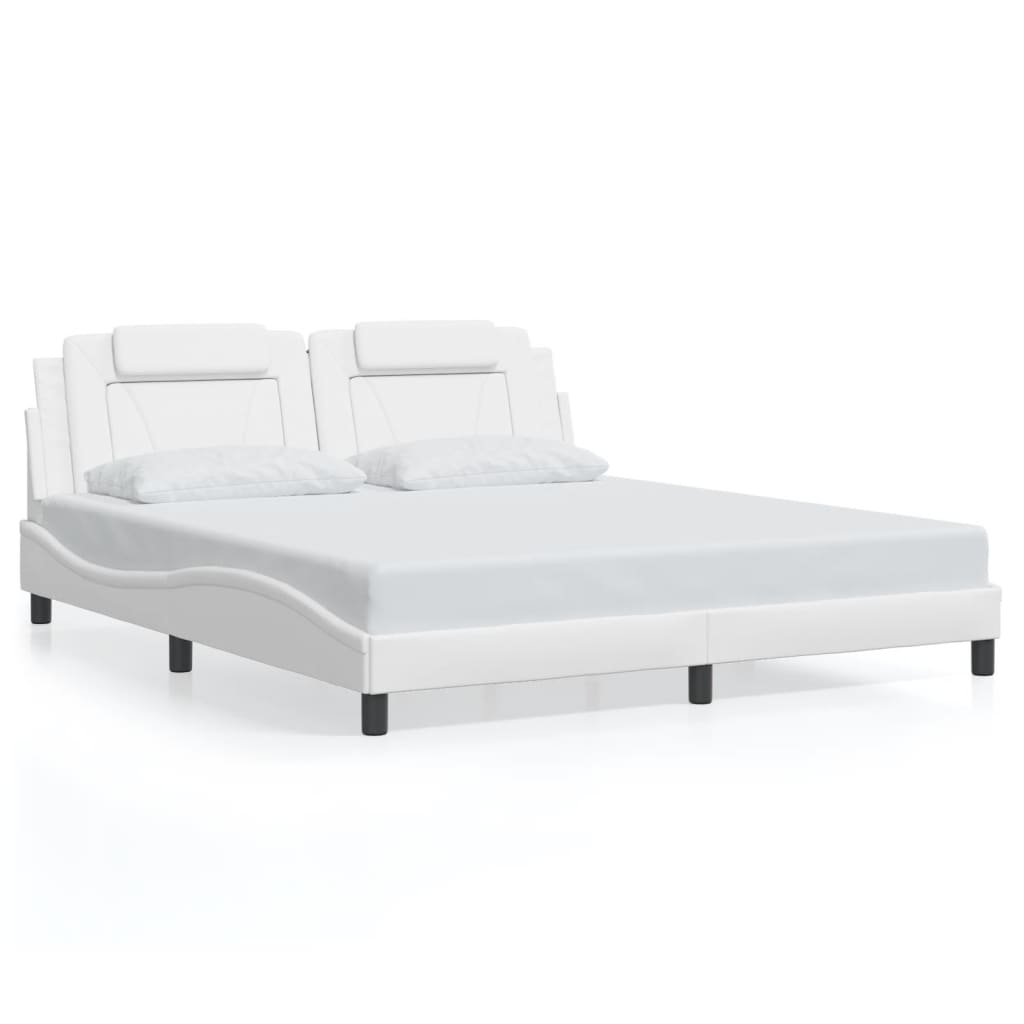vidaXL Rám postele s čelem bílý 180x200 cm umělá kůže