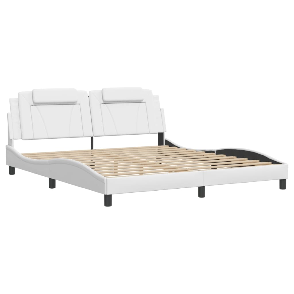 vidaXL Bedframe met hoofdbord kunstleer wit 180x200 cm afbeelding