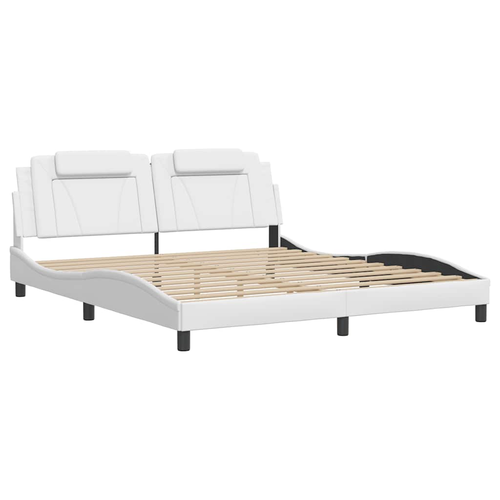 vidaXL Bedframe "Viana" zonder matras kunstleer wit 180x200 cm, foto 2