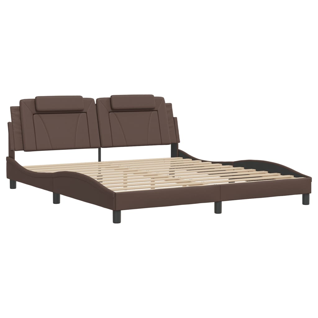 vidaXL Bedframe met hoofdbord kunstleer bruin 180x200 cm afbeelding