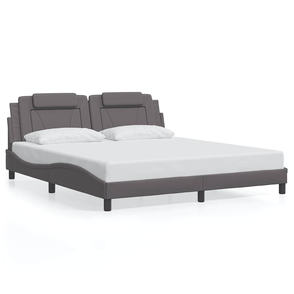 vidaXL Bedframe "Viana" zonder matras kunstleer grijs 180x200 cm, foto 3