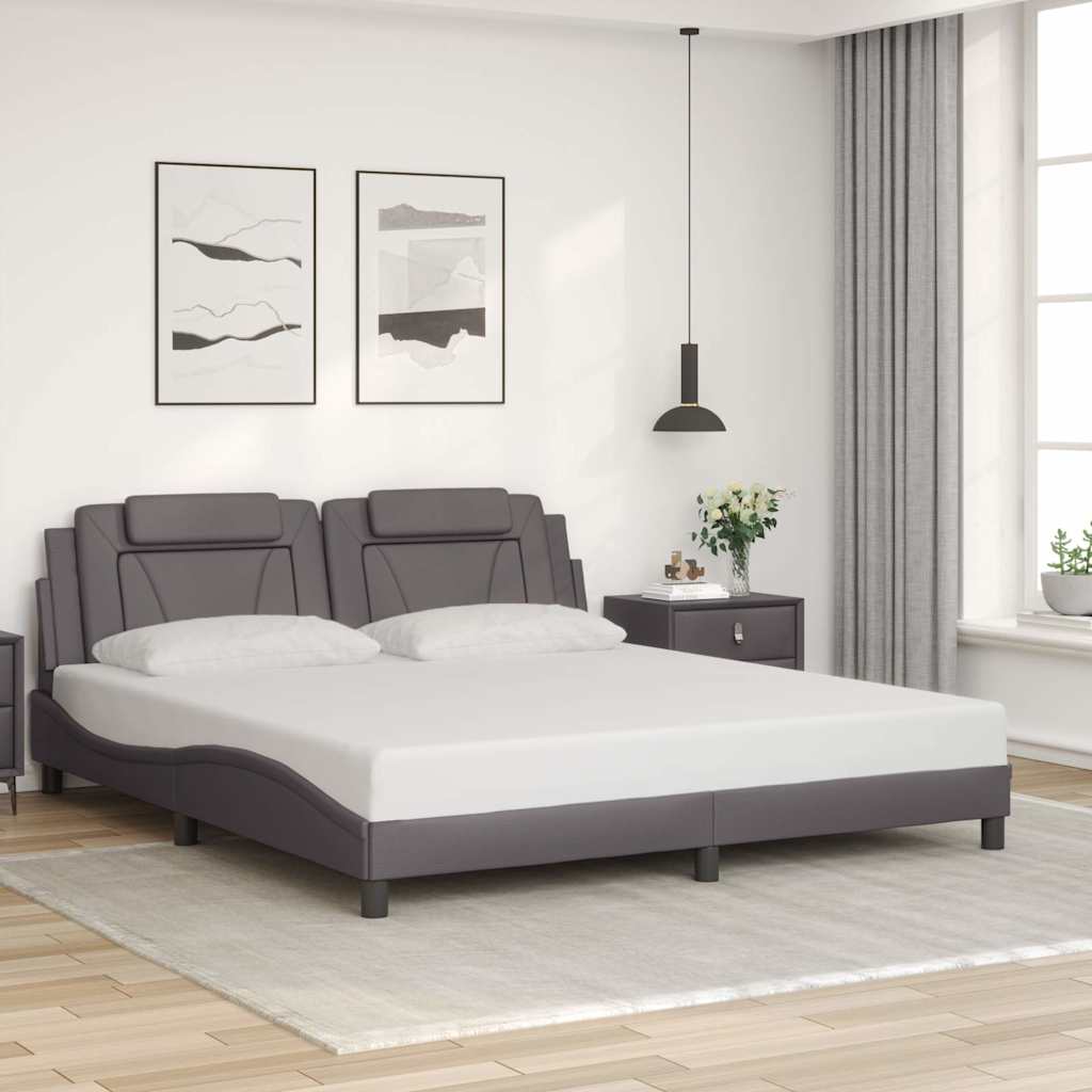 Sengeramme med hovedgærde Viana 180 x 200 cm uden madras - grå