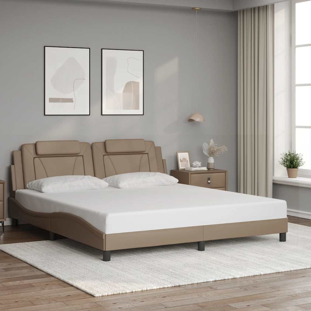 vidaXL sengeramme uden madras Viana 180x200 cm kunstlæder cappuccinofarvet