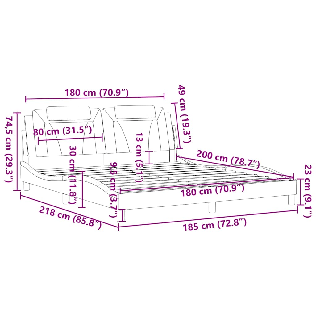 Rám postele Viana bez matrace černý a bílý 180 x 200 cm umělá kůže - obrázek 13