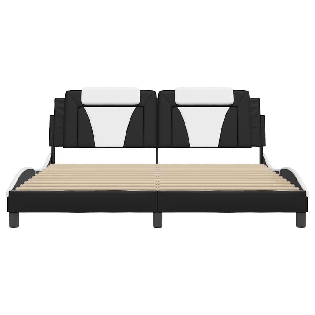 vidaXL Bedframe "Viana" zonder matras kunstleer zwart en wit 180x200 cm, foto 4