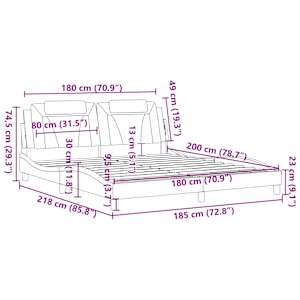 Rám postele Viana bez matrace černý a bílý 180 x 200 cm umělá kůže - obrázek 13