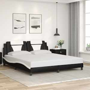 Rám postele Viana bez matrace černý a bílý 180 x 200 cm umělá kůže - obrázek 1