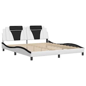 Rám postele Viana bez matrace bílý a černý 180 x 200 cm umělá kůže - obrázek 3