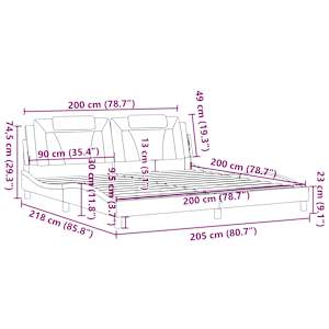 Rám postele Viana bez matrace bílý 200x200 cm umělá kůže - obrázek 12