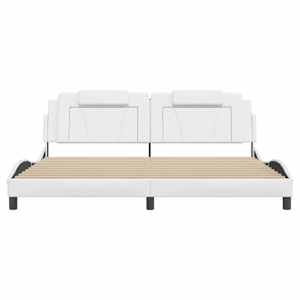 Rám postele Viana bez matrace bílý 200x200 cm umělá kůže - obrázek 4