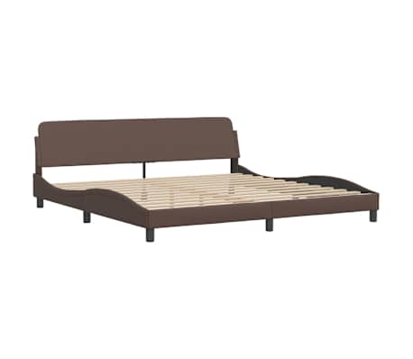 vidaXL Estructura de cama Viana sin colch&oacute;n cuero sint&eacute;tico marr&oacute;n 200x200cm