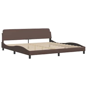 vidaXL Estructura de cama Viana sin colch&oacute;n cuero sint&eacute;tico marr&oacute;n 200x200cm