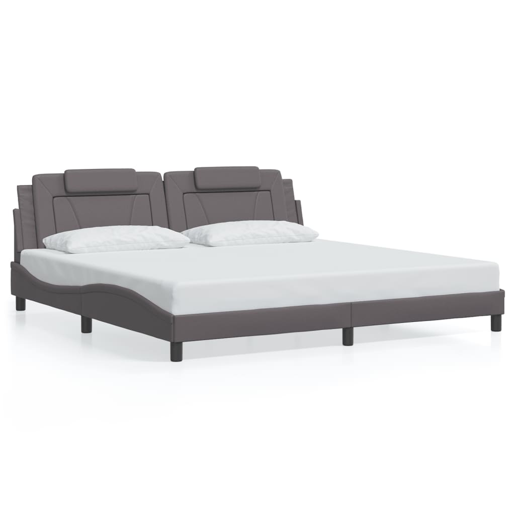 vidaXL Rám postele s čelem šedý 200x200 cm umělá kůže