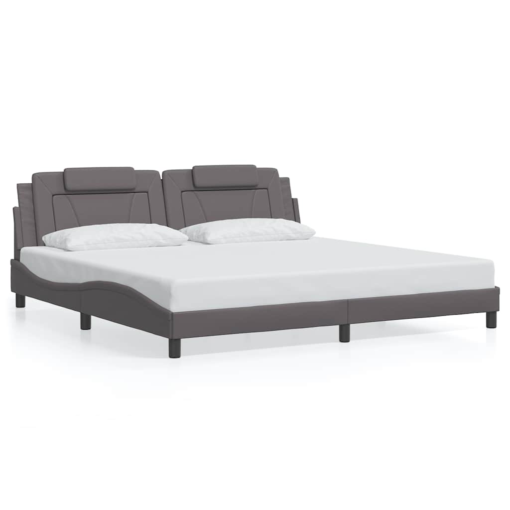 vidaXL Bedframe "Viana" zonder matras kunstleer grijs 200x200 cm, foto 3