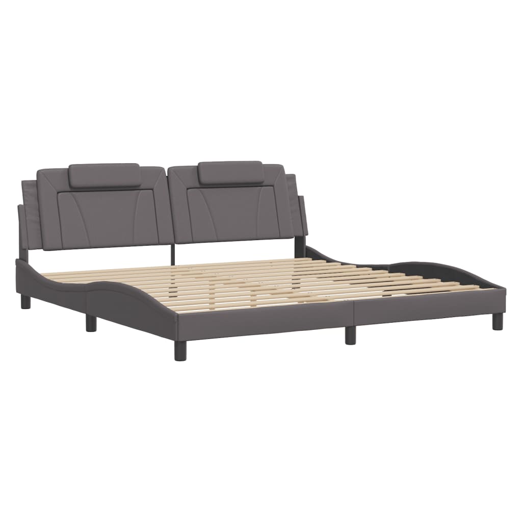 vidaXL Bedframe met hoofdbord kunstleer grijs 200x200 cm afbeelding