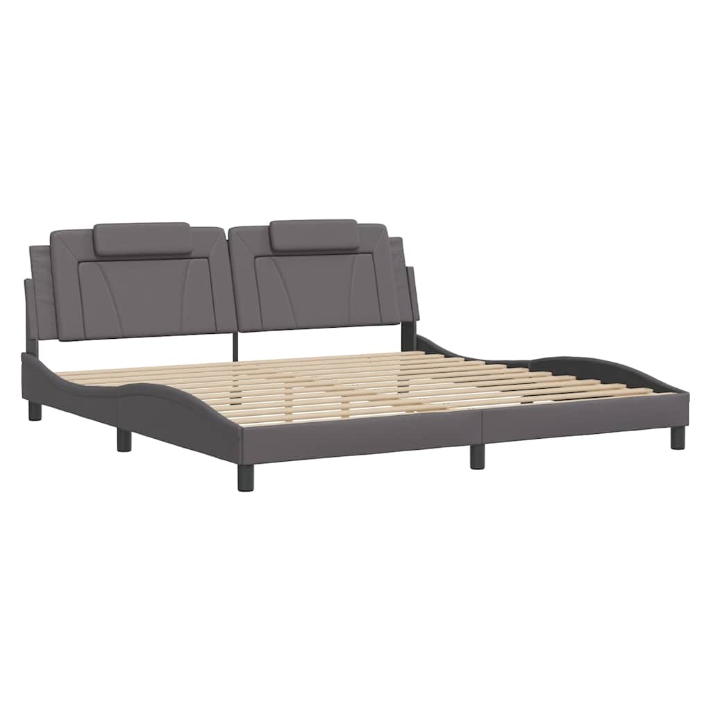 vidaXL Bedframe "Viana" zonder matras kunstleer grijs 200x200 cm, foto 2