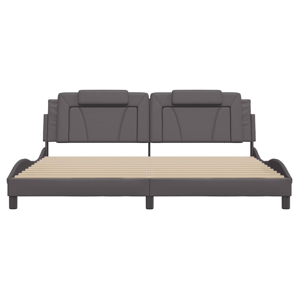 vidaXL Bedframe "Viana" zonder matras kunstleer grijs 200x200 cm, foto 4