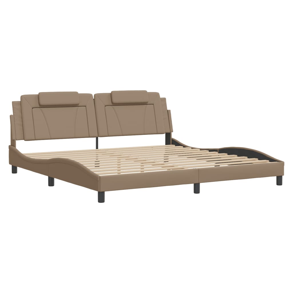 vidaXL Bedframe met hoofdbord kunstleer cappuccinokleurig 200x200 cm afbeelding