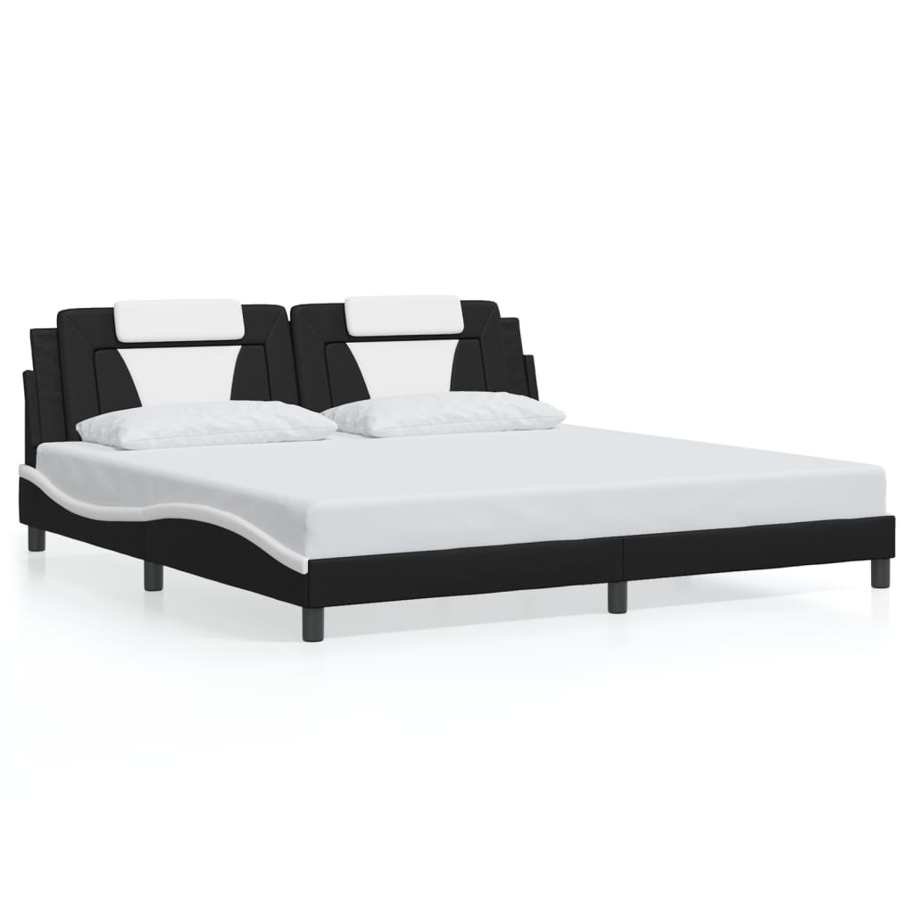 vidaXL Rám postele s čelem černý a bílý 200 x 200 cm umělá kůže