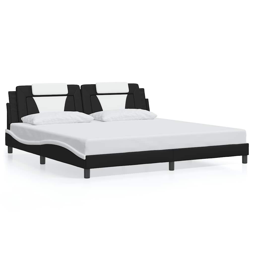 vidaXL Bedframe "Viana" zonder matras kunstleer zwart en wit 200x200 cm, foto 3
