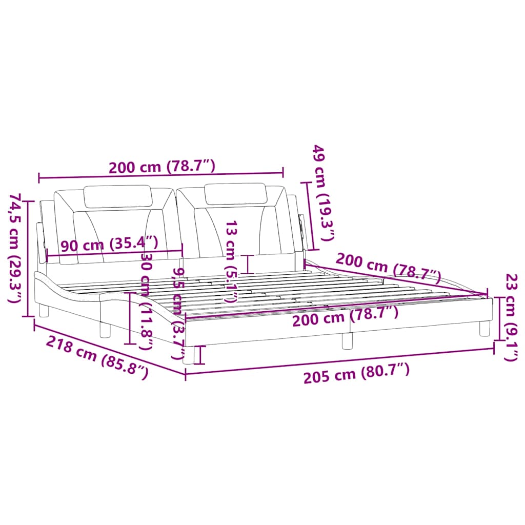 Rám postele Viana bez matrace černý a bílý 200 x 200 cm umělá kůže - obrázek 13