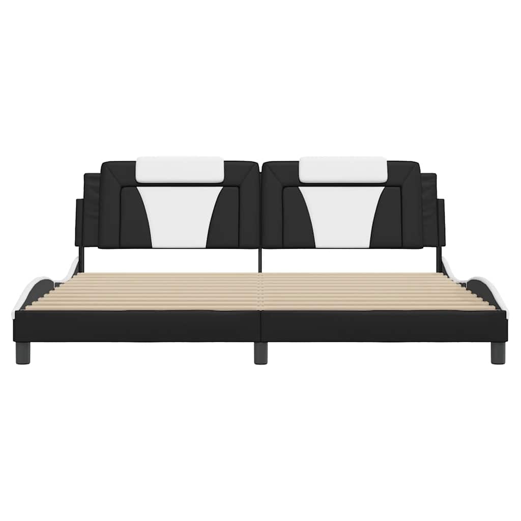vidaXL Bedframe "Viana" zonder matras kunstleer zwart en wit 200x200 cm, foto 4