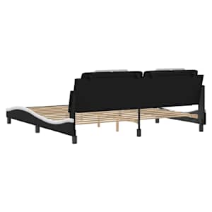 Rám postele Viana bez matrace černý a bílý 200 x 200 cm umělá kůže - obrázek 6