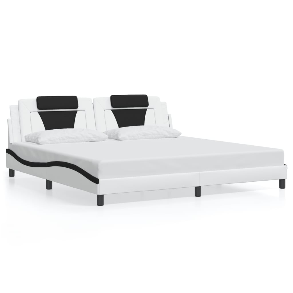 vidaXL Rám postele s čelem bílý a černý 200 x 200 cm umělá kůže