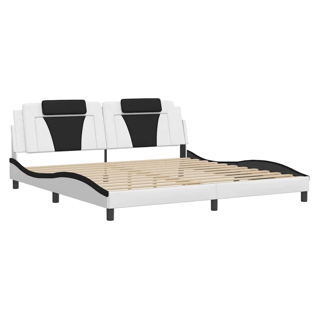 vidaXL Bedframe "Viana" zonder matras kunstleer wit en zwart 200x200 cm, foto 2