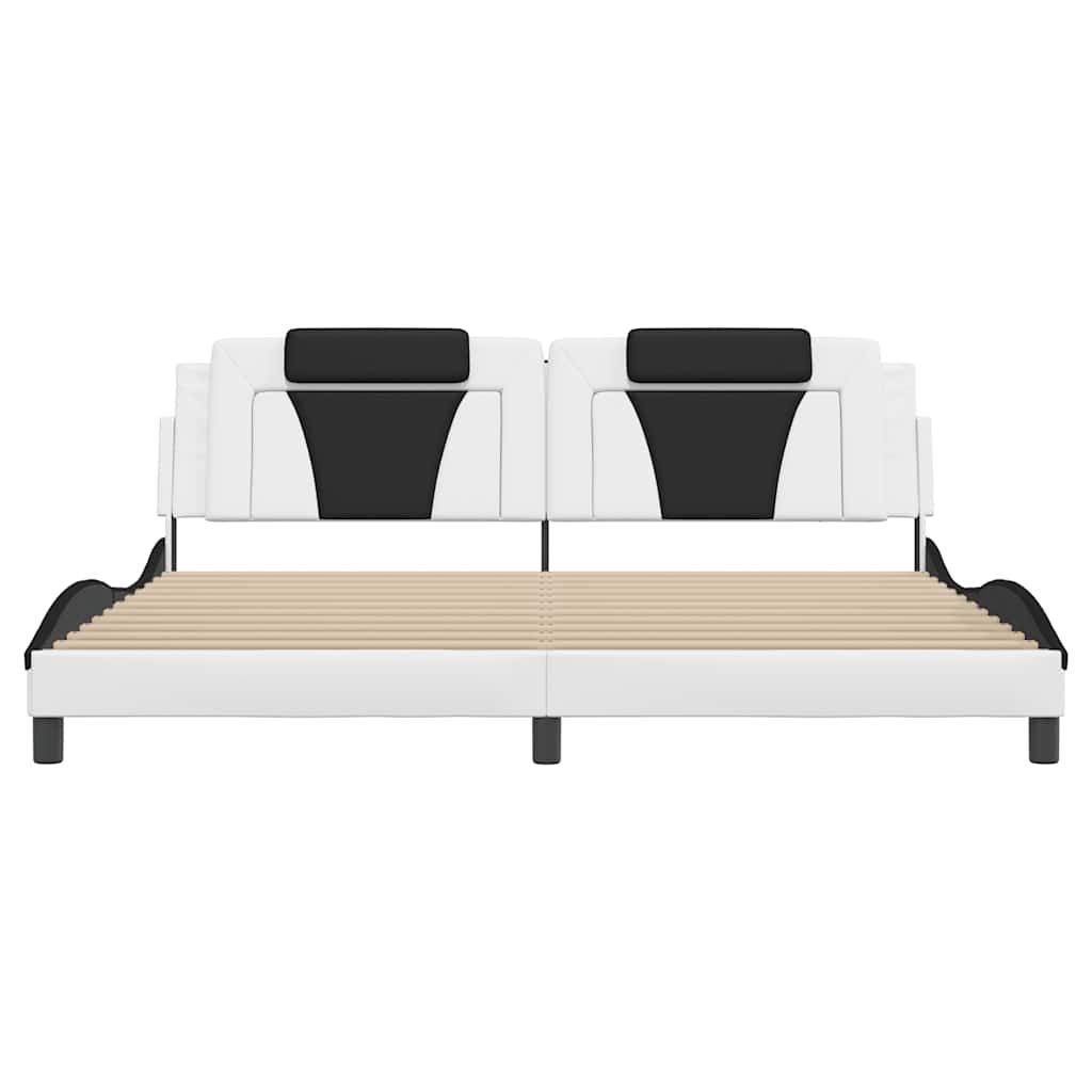 vidaXL Bedframe "Viana" zonder matras kunstleer wit en zwart 200x200 cm, foto 4