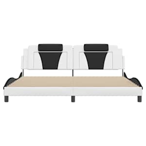 Rám postele Viana bez matrace bílý a černý 200 x 200 cm umělá kůže - obrázek 4