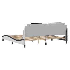 Rám postele Viana bez matrace bílý a černý 200 x 200 cm umělá kůže - obrázek 6