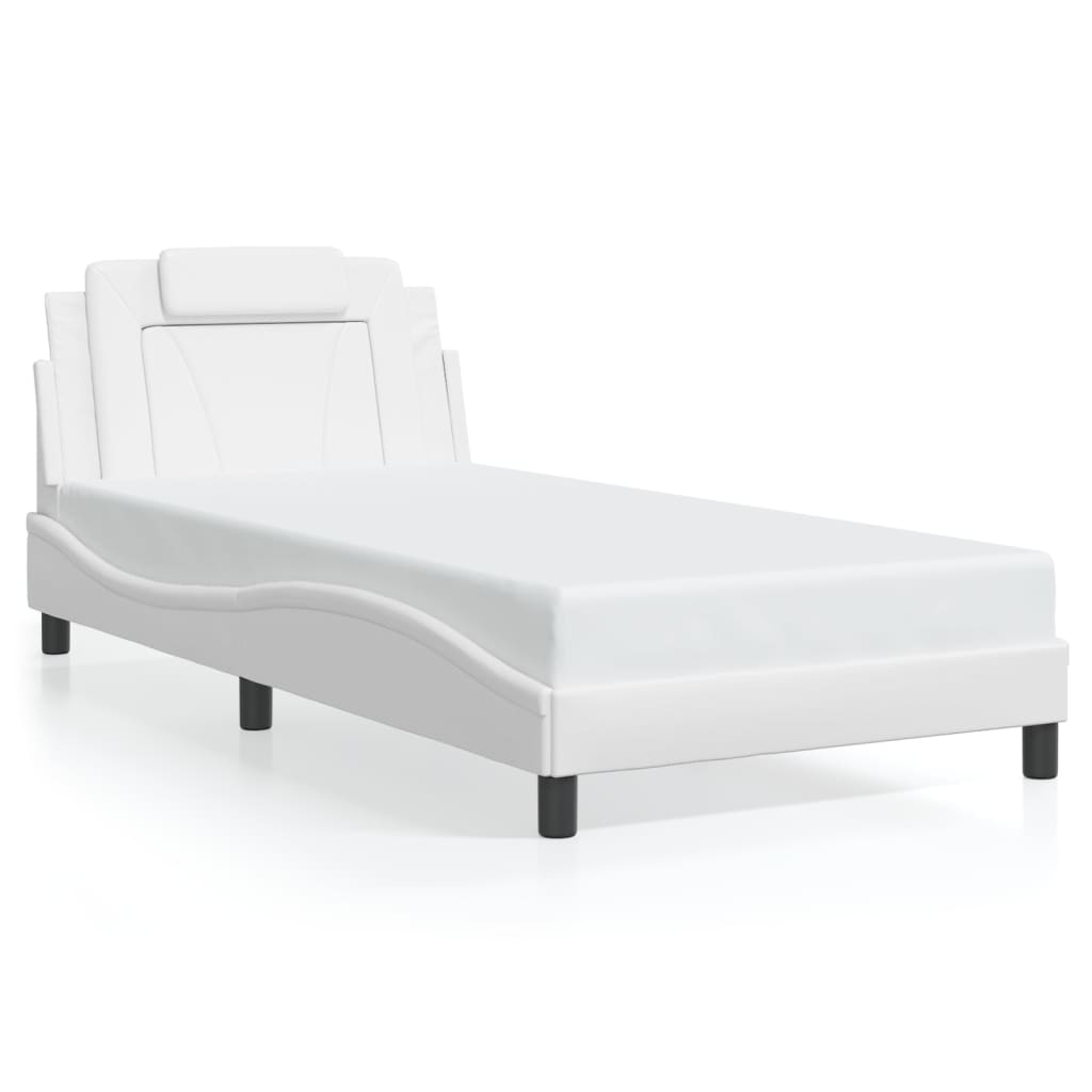 Vidaxl Bed Frame With Headboard White 39.4X79.9 Twin Xl Faux Leather