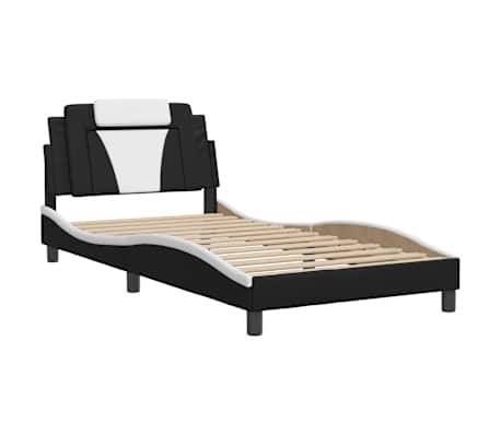 vidaXL Cadre de lit Viana sans matelas noir et blanc 100x203 cm similicuir