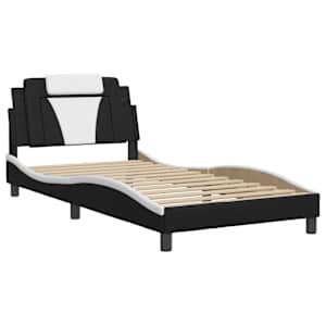 vidaXL Cadre de lit Viana sans matelas noir et blanc 100x203 cm similicuir