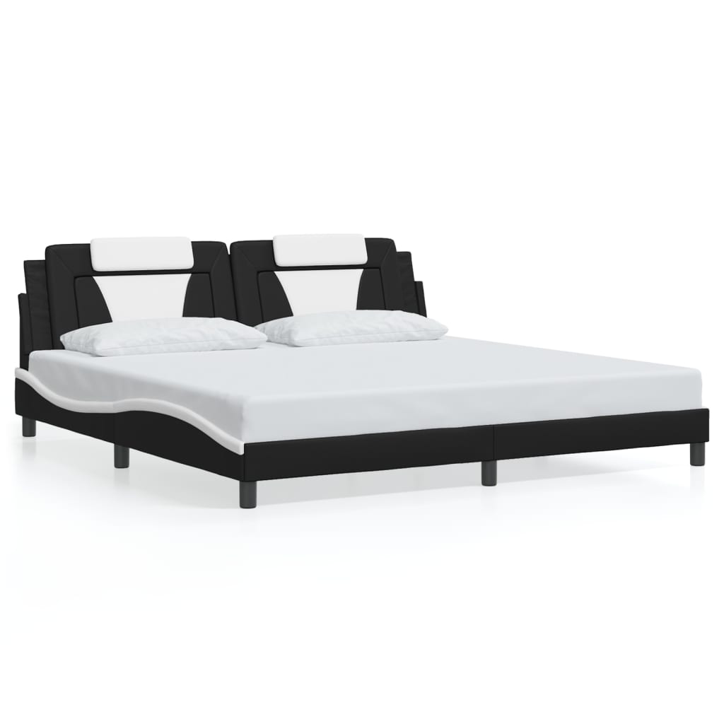 VidaXL Bed Frame Without Mattress Black And White 193x203 Cm Faux Leather