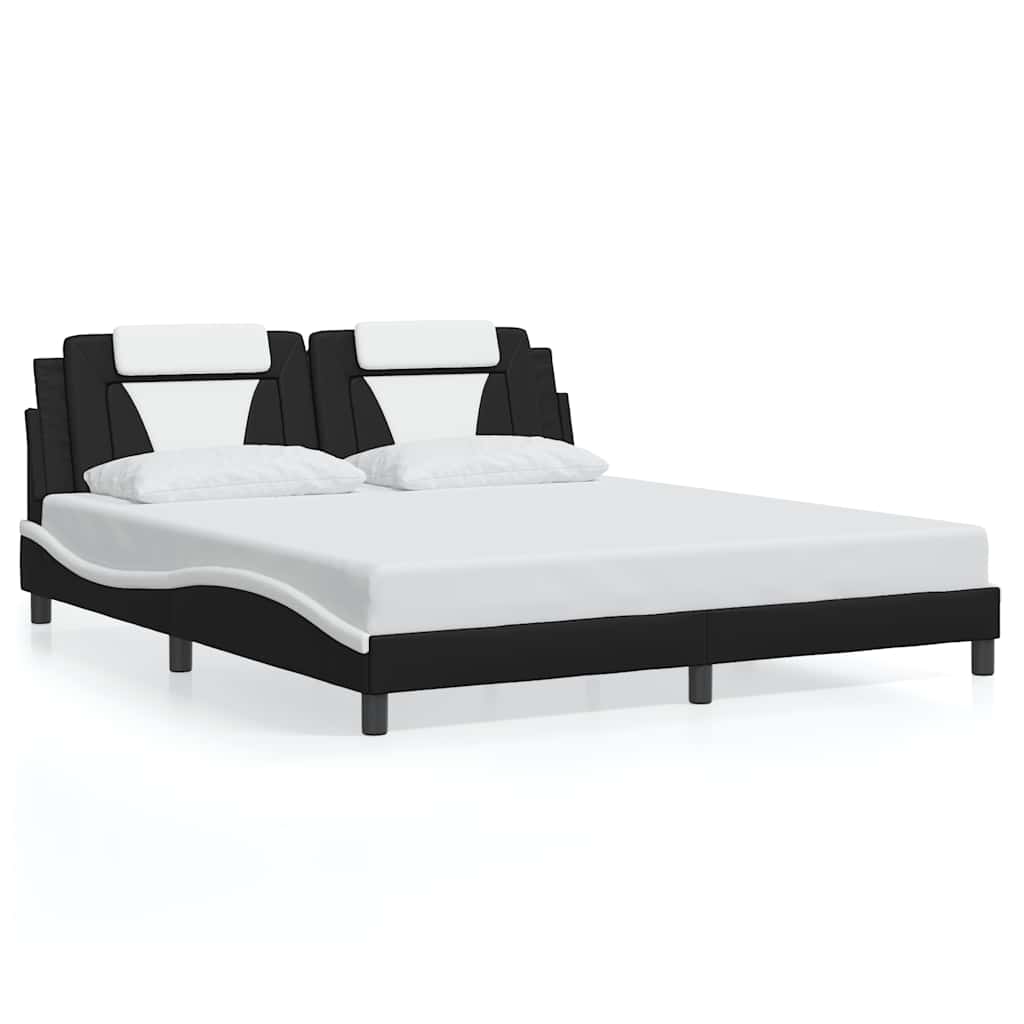 vidaXL Rám postele Viana bez matrace černý a bílý 183 x 213 cm umělá kůže