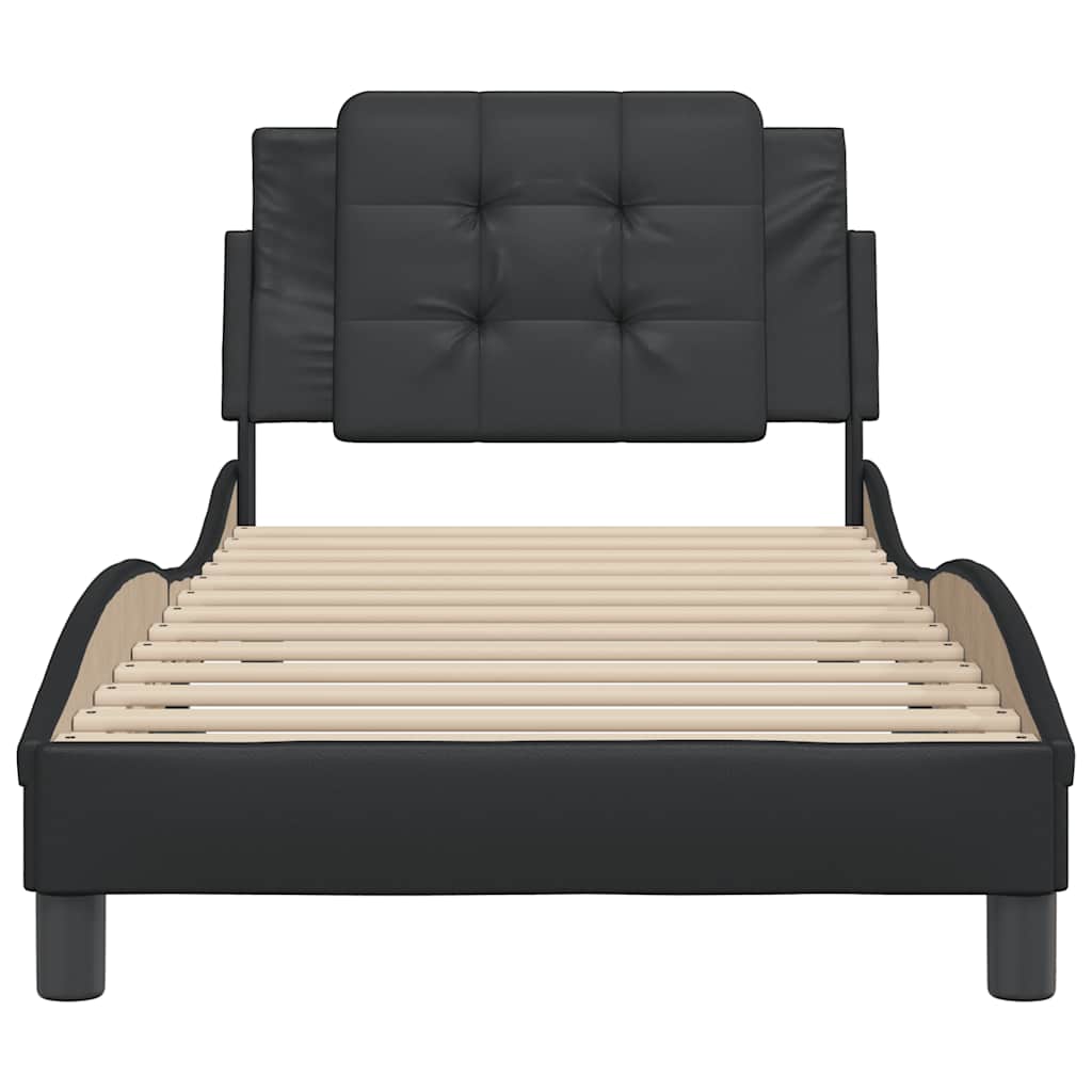 vidaXL Bedframe zonder matras "Zadar" kunstleer zwart 80x200 cm, foto 4