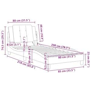 Rám postele bez matrace Zadar černý 80 x 200 cm umělá kůže - obrázek 12