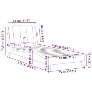 Rám postele bez matrace Zadar cappuccino 80 x 200 cm umělá kůže - obrázek 12