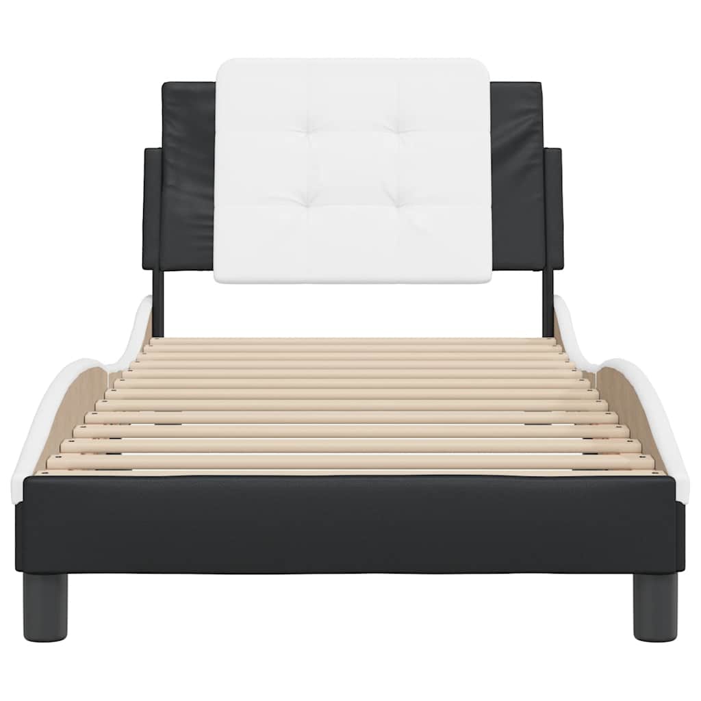 vidaXL Bedframe zonder matras "Zadar" kunstleer zwart en wit 80x200 cm, foto 4