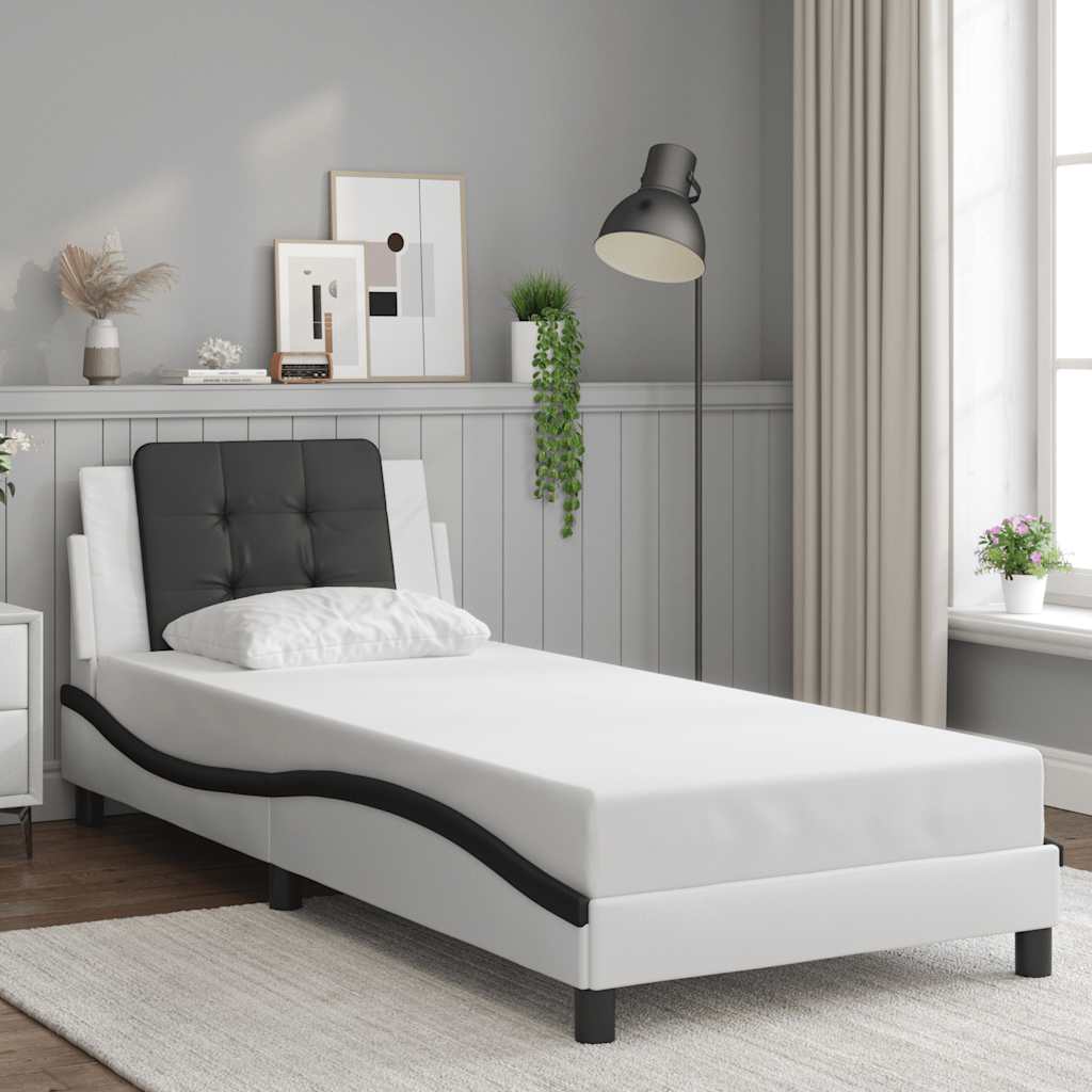 vidaXL sengeramme uden madras Zadar 80x200 cm kunstlæder hvid og sort