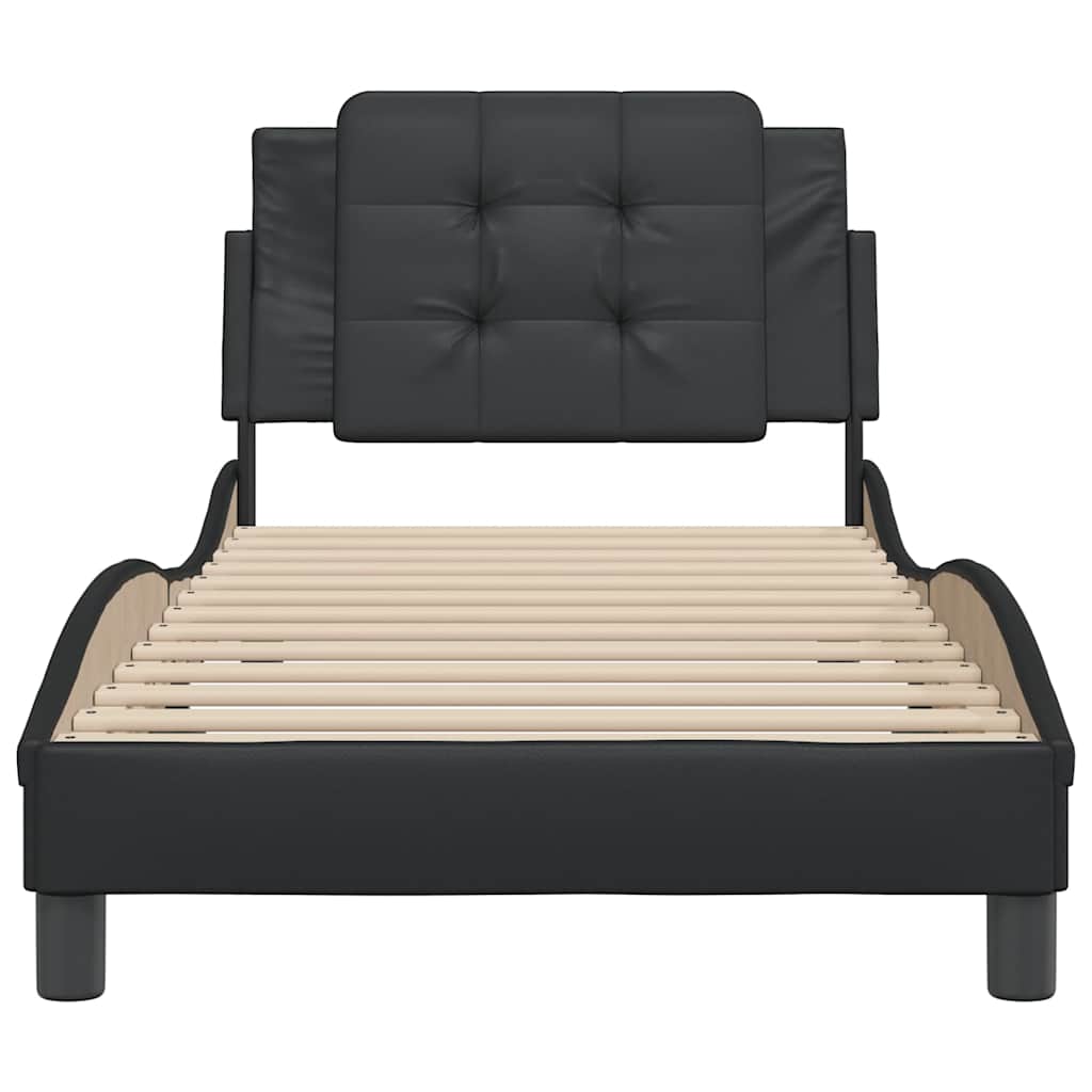 vidaXL Bedframe zonder matras "Zadar" kunstleer zwart 90x190 cm, foto 4